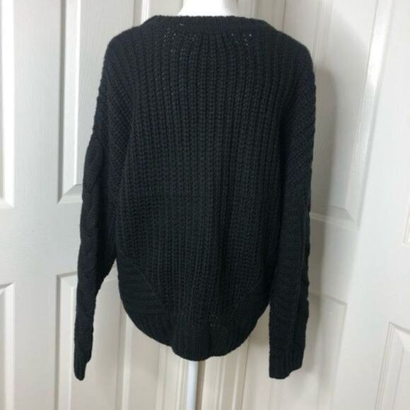 One A Mixed Knit Crew Neck Sweater Black Large - Picture 6 of 10
